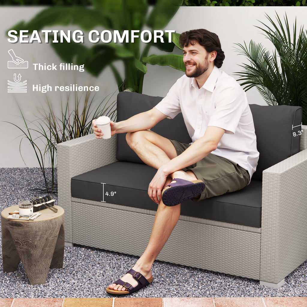 2 Seat Patio Furniture Cushions, Thick Outdoor Loveseat Cushion Set with Removable Cover, 46x26x5 in, Black