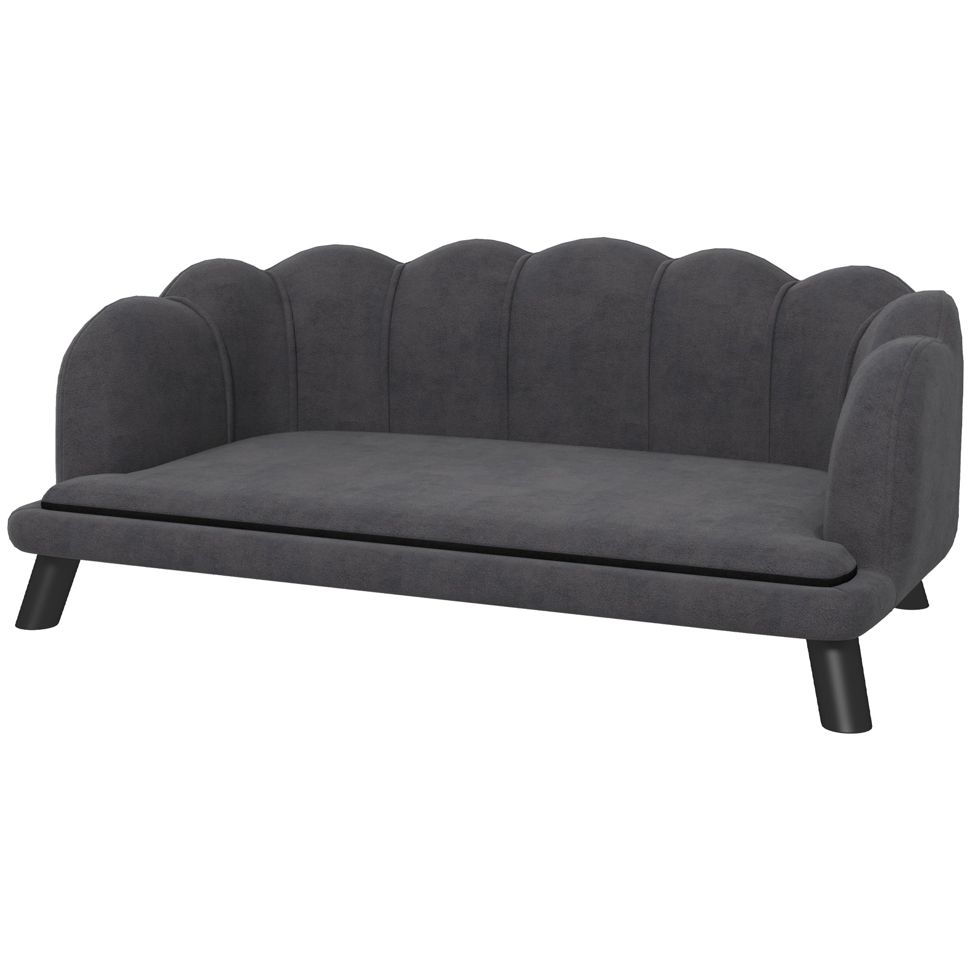 Pearl Design Pet Sofa for Medium and Large Sized Dogs, Pet Bed with Cushion and Solid Wood Legs, Charcoal Gray