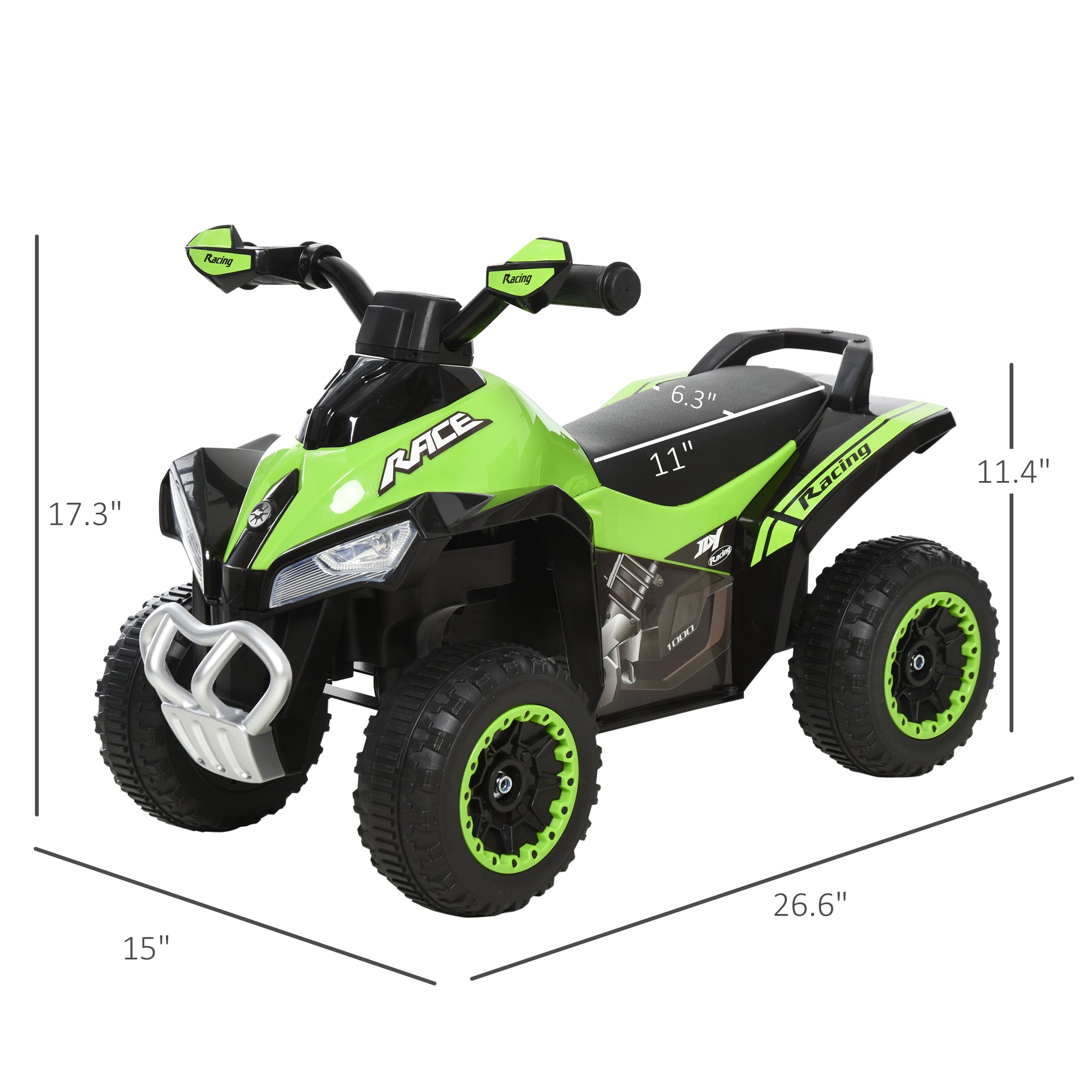 NO Power Kids Ride On Push Car, w/ Music, Lights for 1.5-3, Green