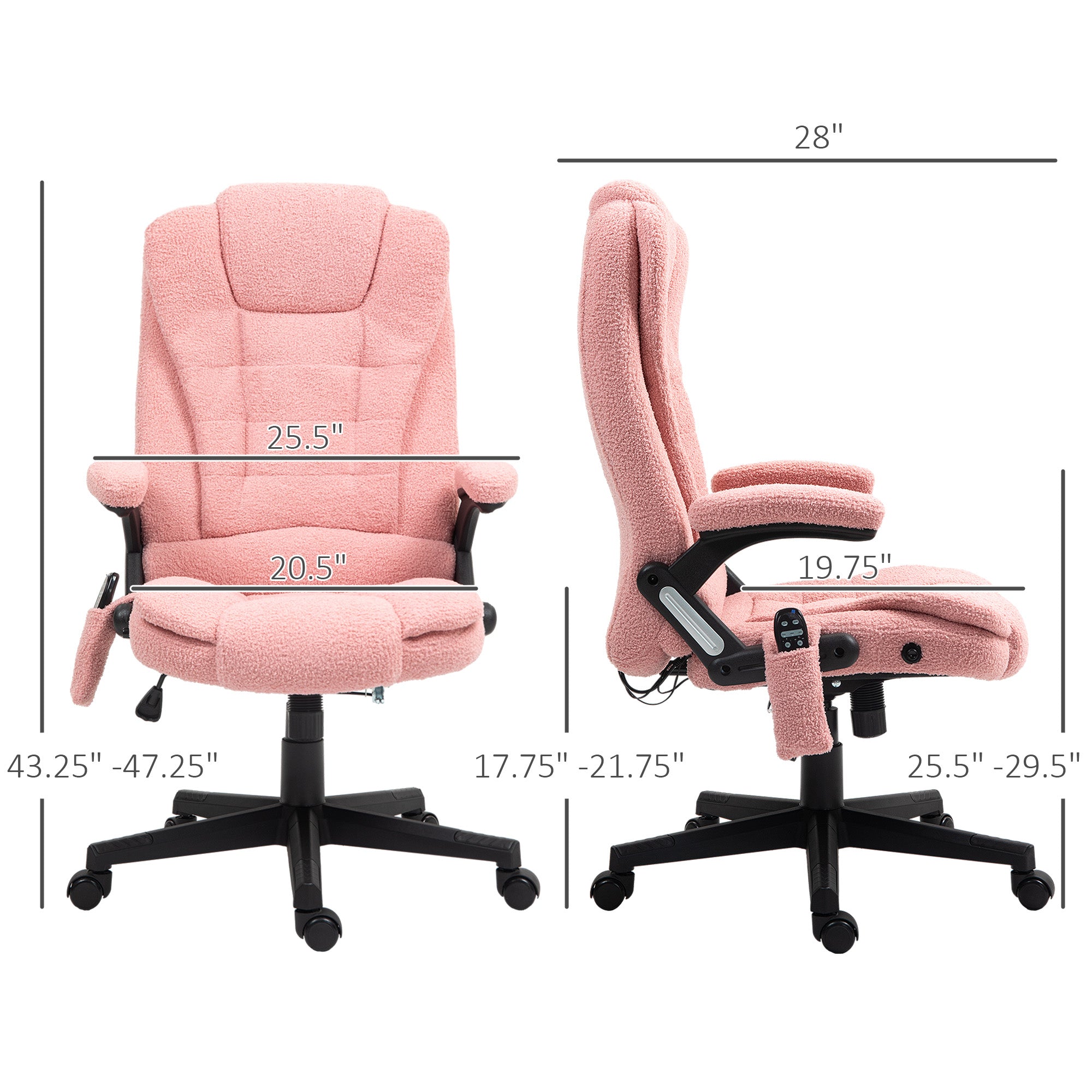 6 Point Executive Office Chair with Heat, Velvet High Back Vibrating Massage Office Chair, Pink
