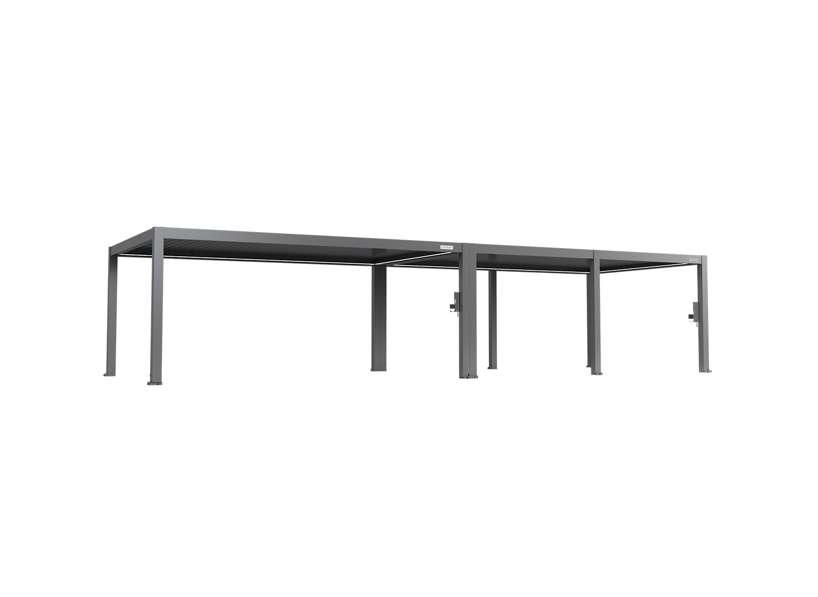 POWER+ PRO Gen 2 Motorized Pergola 13' x 40' (10-Post) Gray 6063-T5 Aluminum, Motorized Louvers, LED & IP68 Outlets with Enhanced Drainage and Modular Expansion