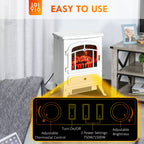 Fireplace Stove, Electric Fireplace Heater with Realistic LED Flames and Logs, 725W/1450W, White