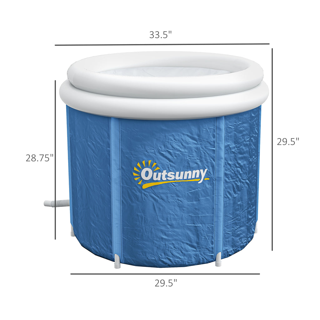 Cold Plunge Tub, Portable Ice Bath Cold Water Therapy Tub with Thermo Lid, for Athletes Recovery, Dark Blue