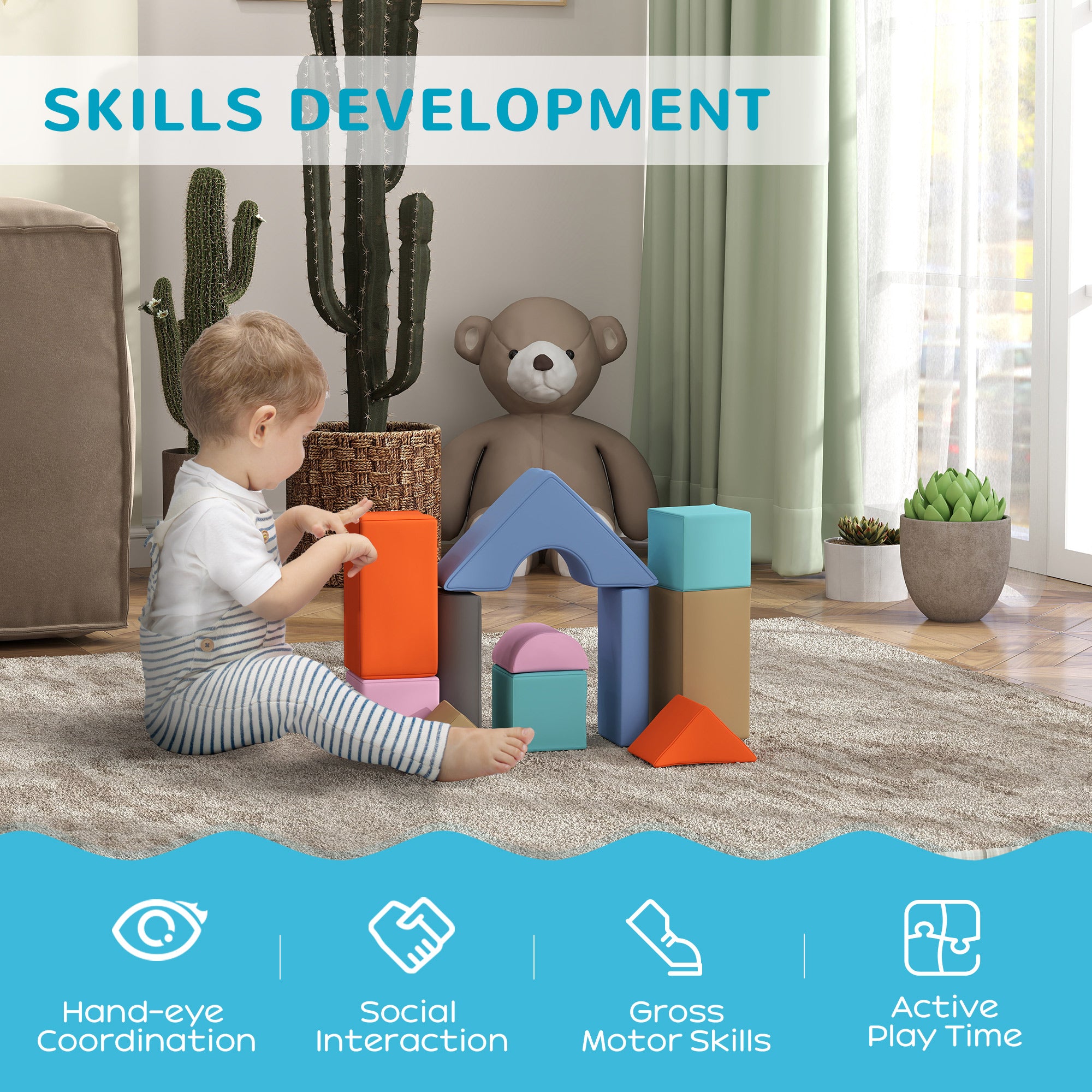 11 Piece Soft Play Set for Toddlers 6-72 Months, Child Development & Color Coordination, Contemporary