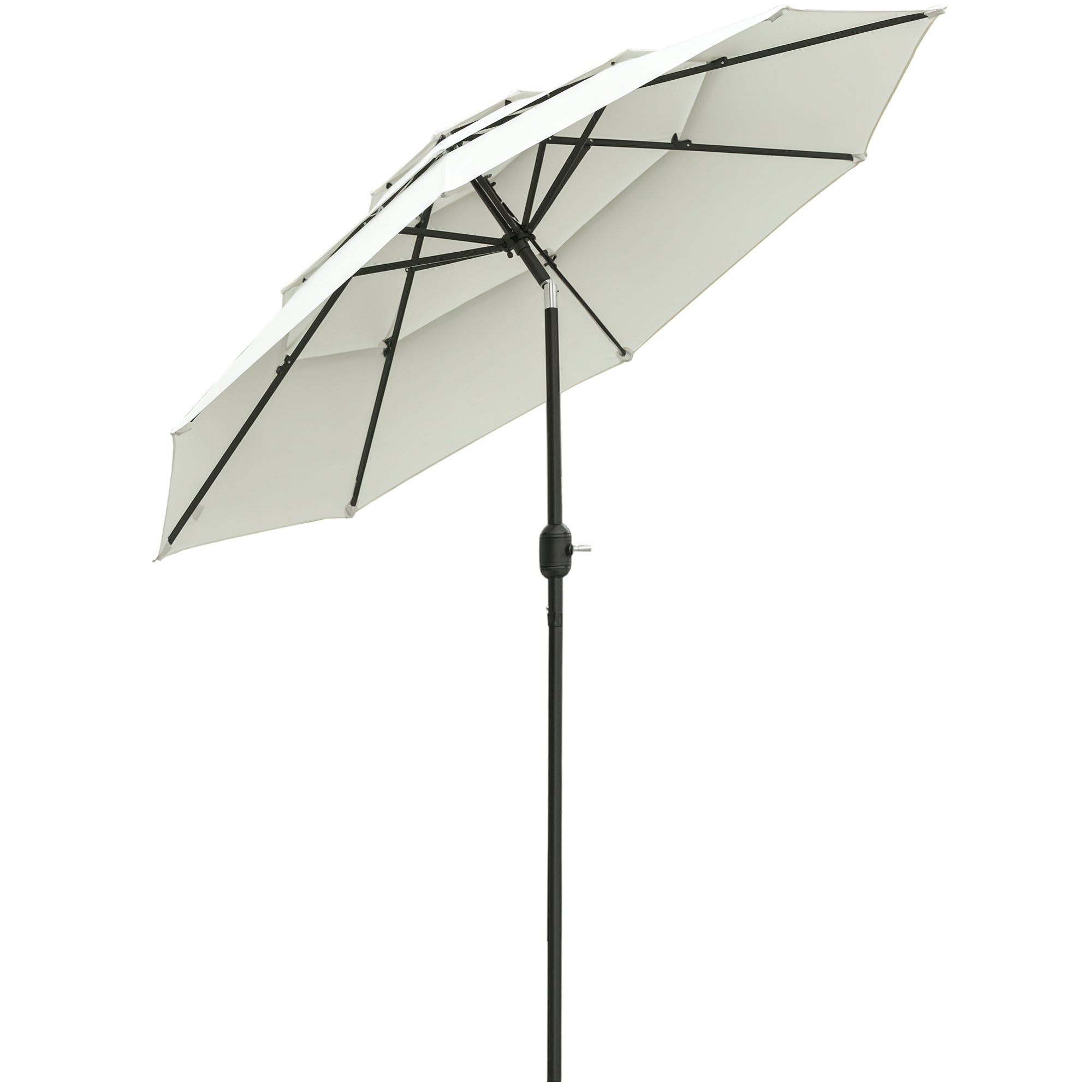 9FT 3 Tiers Patio Umbrella Outdoor Market Umbrella with Crank, Push Button Tilt for Deck, Backyard and Lawn, Beige
