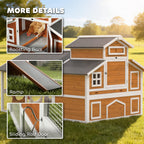 79"L Chicken Coop with Run for 6 Chickens, Wooden Chicken House with Nesting Boxes and Pull-Out Tray