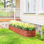 7.9' x 2' x 1' Galvanized Raised Garden Bed Kit, Metal Planter Box with Safety Edging, Brown