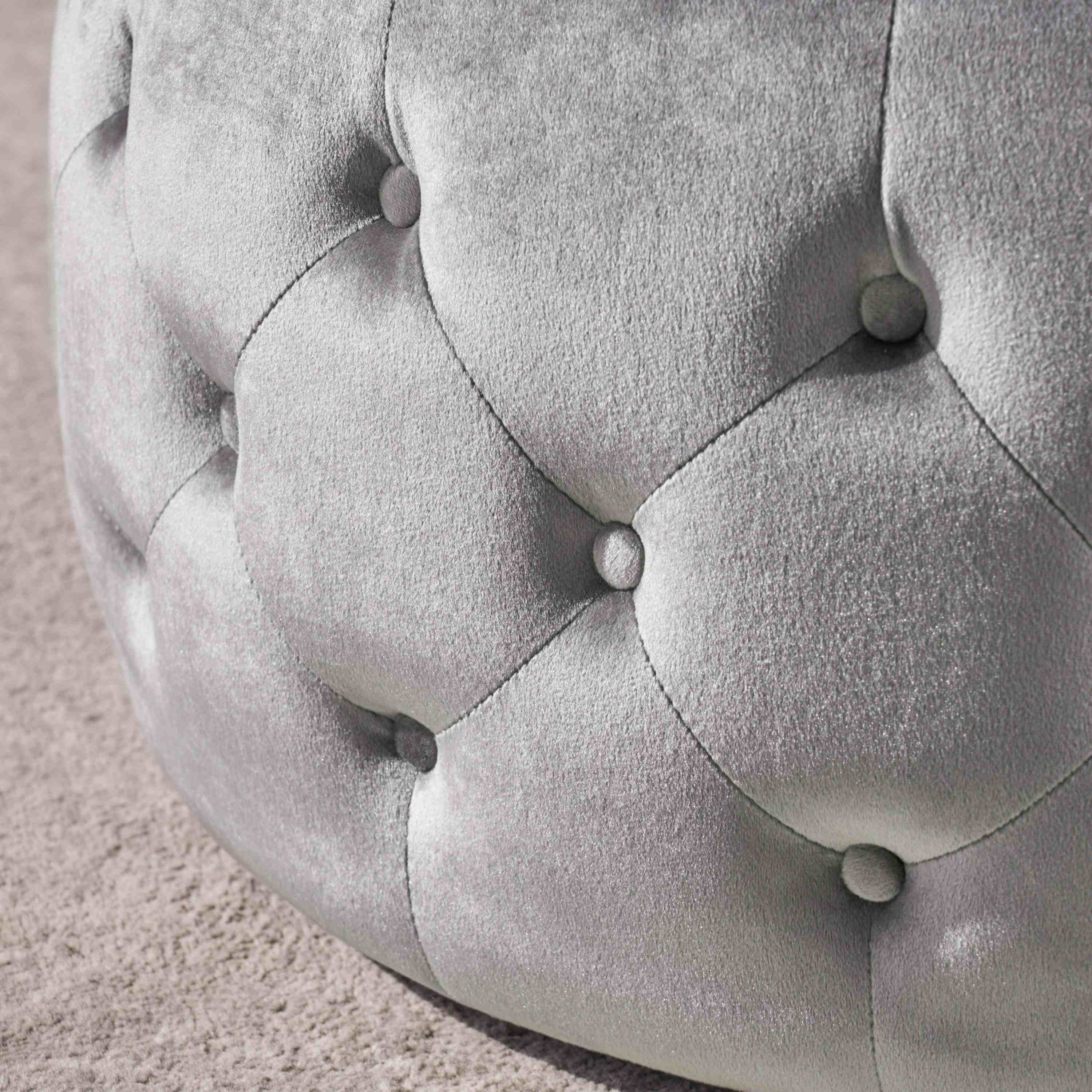 Velvet Ottoman with Cushioned Top, Sturdy Frame, and Space-Saving Design, 30" L x 30" W x 14.5" H, Smoke