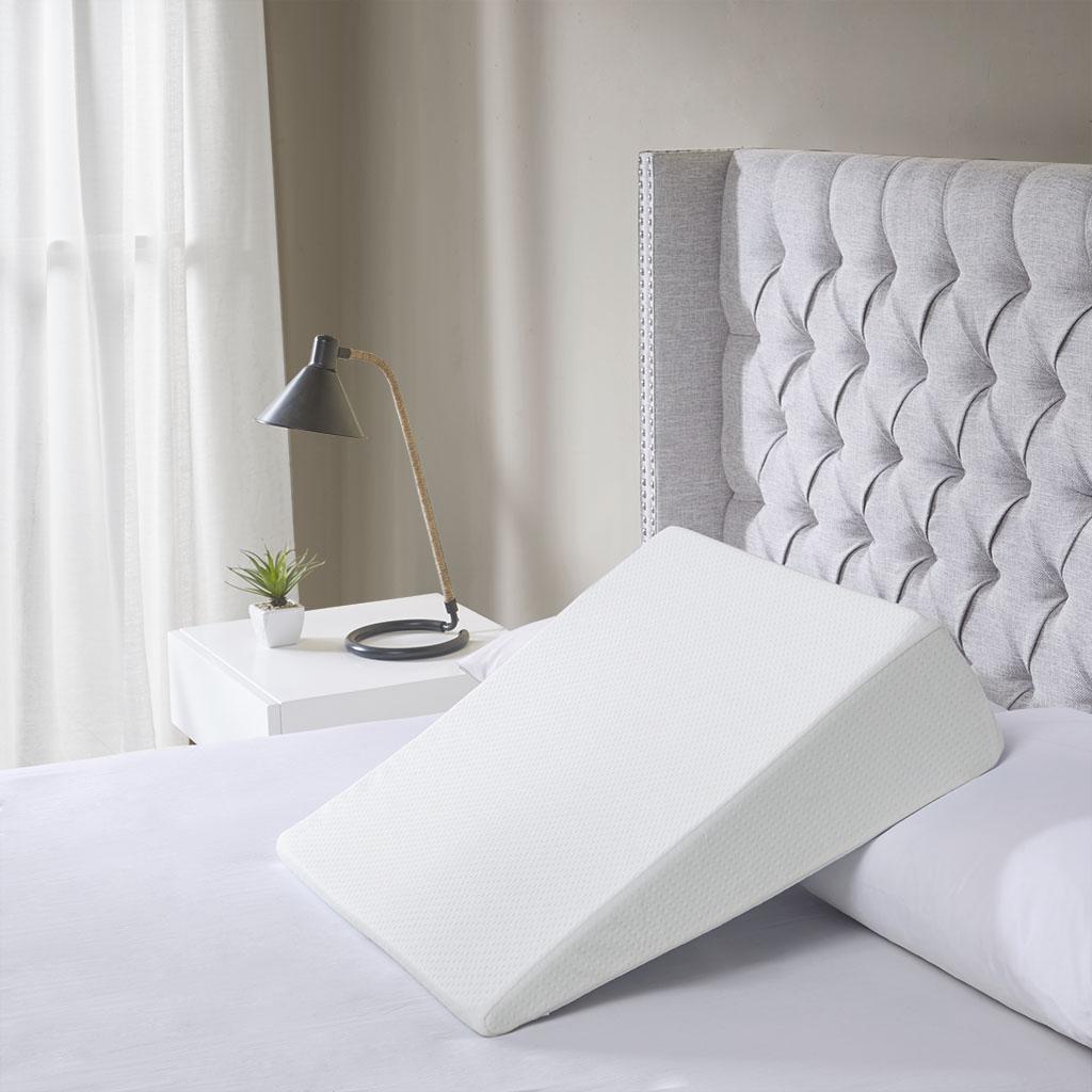 Antimicrobial Memory Foam Wedge Pillow with Washable Cover, OEKO-TEX Certified, Ideal for Neck Support, Circulation, 24" L x 22" W x 7" H, White