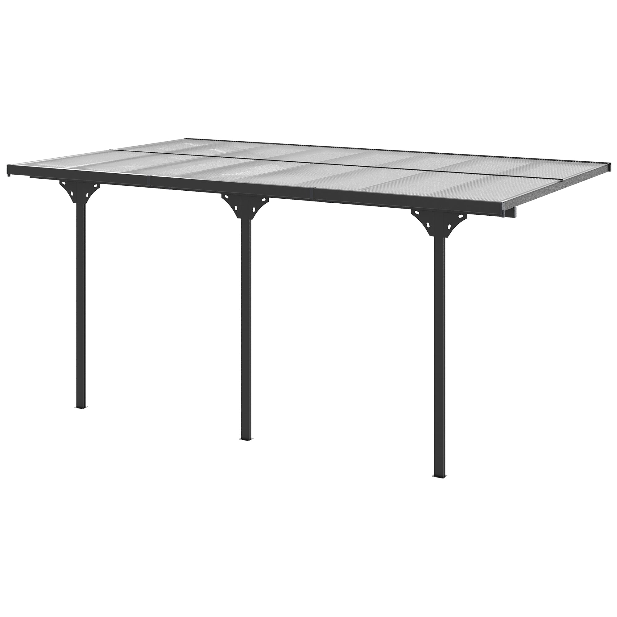 16.5' x 10' Outdoor Polycarbonate Pergola, Transparent UV Blocking Awning, Hardtop Deck Gazebo, Aluminum, Gray