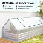 8.6 x 3 x 1ft Metal Planter Box with Mini Greenhouse, Galvanized Raised Garden Bed with Cover for Herbs and Vegetables, Small Greenhouse for Patio Garden Balcony, White and Silver