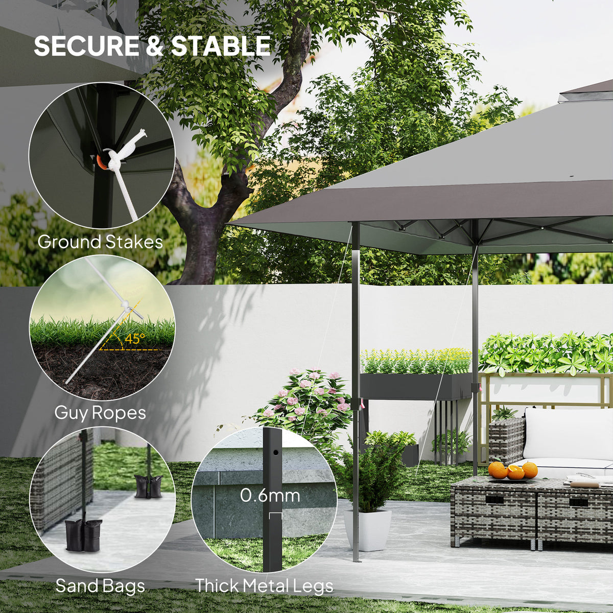 13' x 13' Pop Up Canopy Tent, UPF50+ Tents for Parties, Height Adjustable, with Wheeled Carry Bag and 4 Sand Bags, Gray