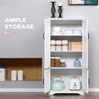 Accent Floor Storage Cabinet Kitchen Pantry with Adjustable Shelves and 2 Lower Doors, White
