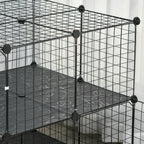 Pet Playpen with Door, Metal Mesh Cage with Mallet, Black