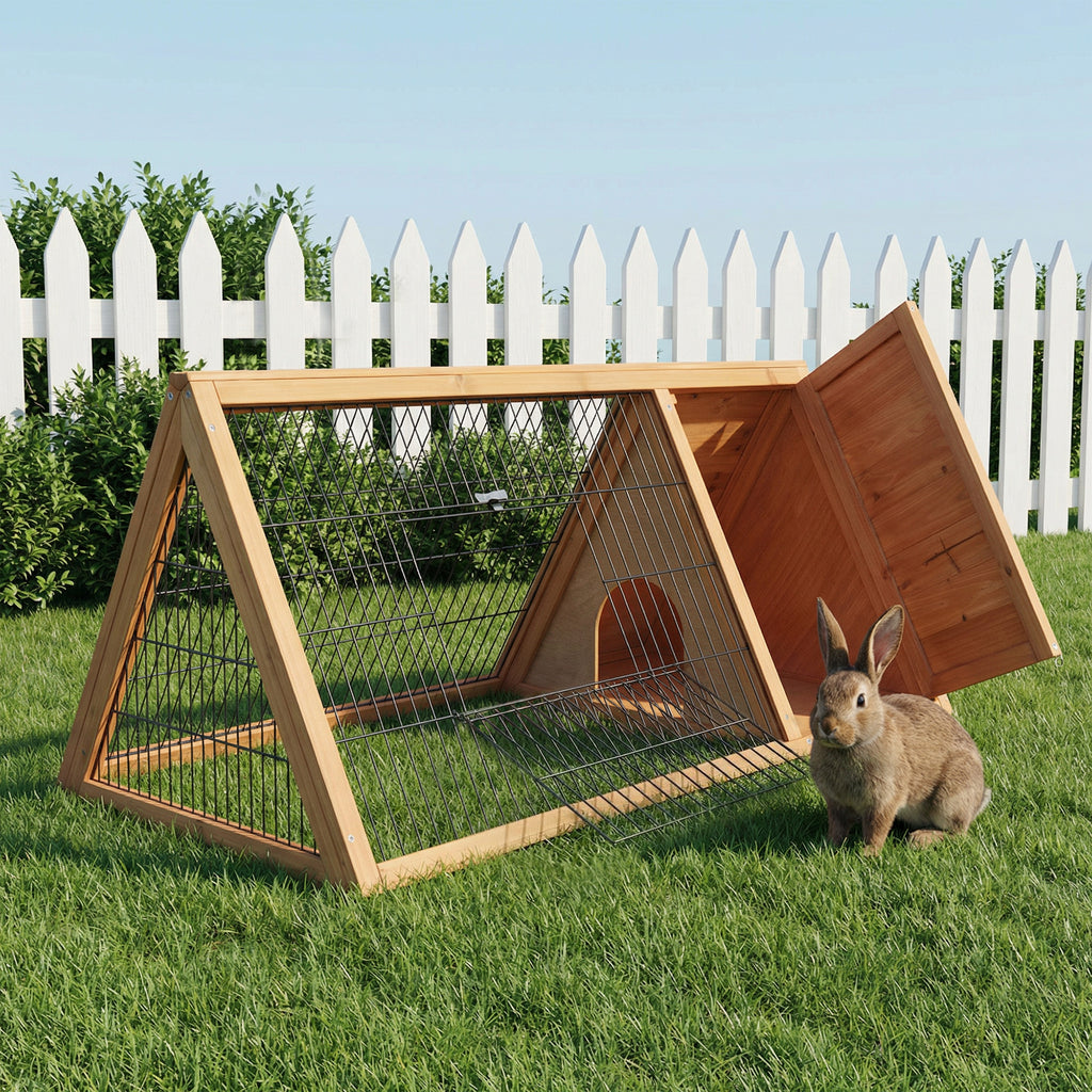 Rabbit Hutch Outdoor, Wooden Chicken Coop with Run, Outdoor Small Animal Cage for Rabbit, Small Duck and Chicken, Brown