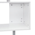 55" 360° Rotating Corner Computer Desk Modern L-Shaped Home Office Workstation with 3-Tier Storage Shelves, Bookshelf, White