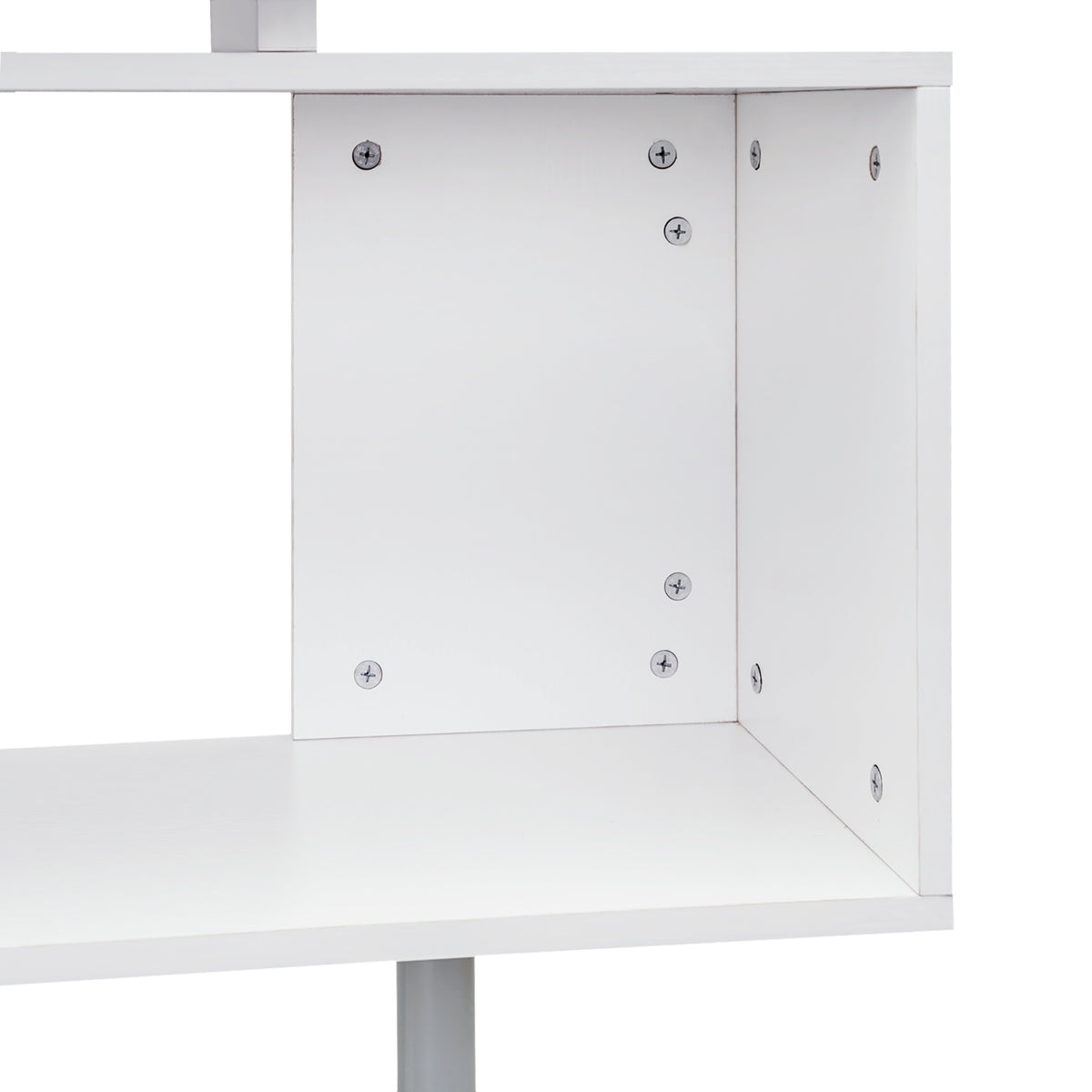 55" 360° Rotating Corner Computer Desk Modern L-Shaped Home Office Workstation with 3-Tier Storage Shelves, Bookshelf, White