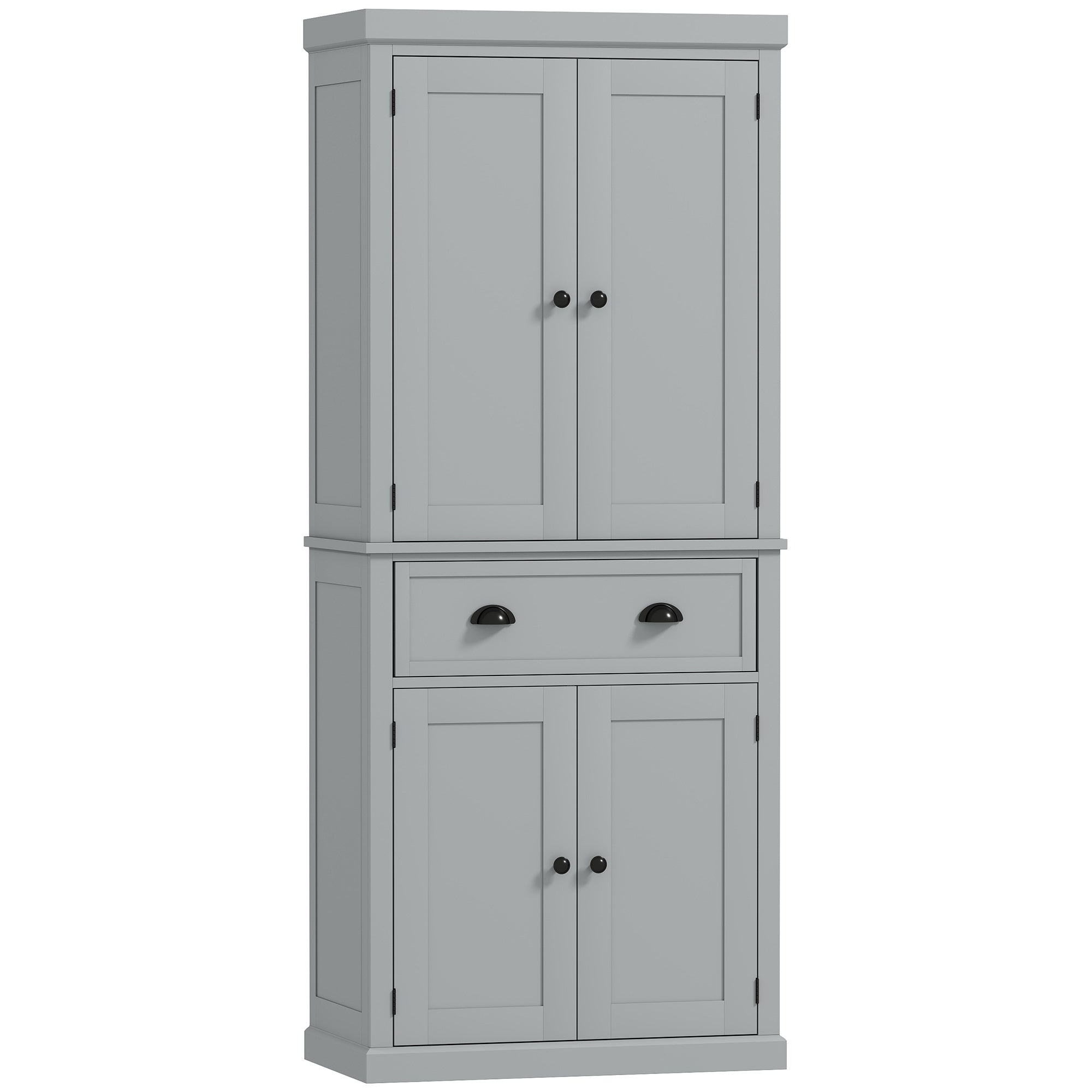 72.5" Kitchen Cabinet, Pantry Storage Cabinet with Doors and Shelves, Freestanding Food Pantry Cabinet, Gray