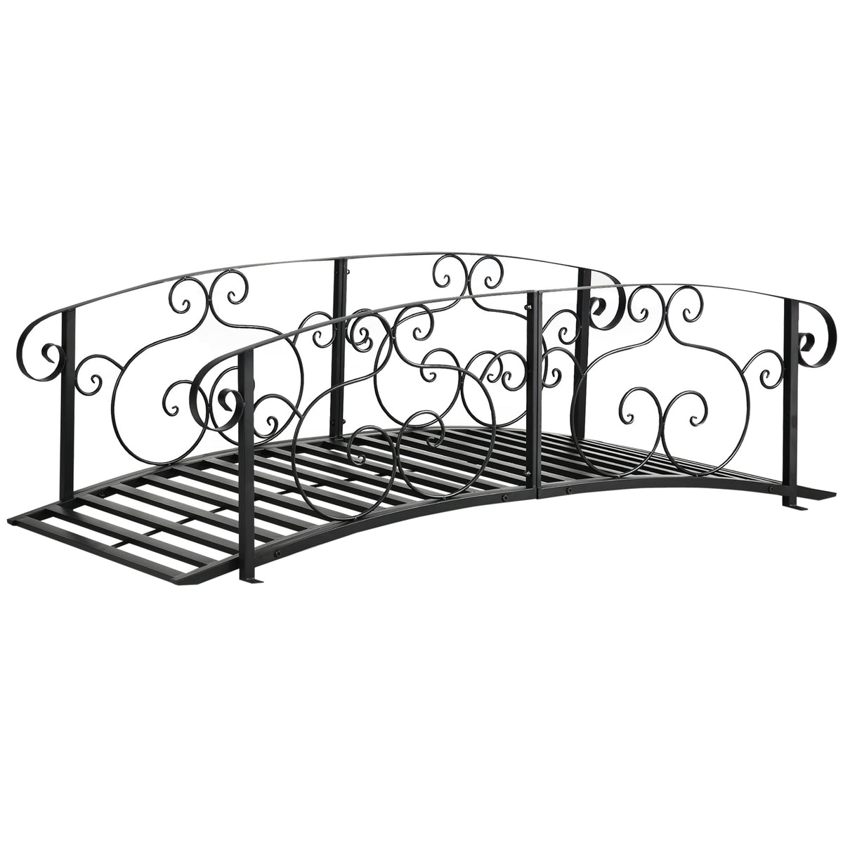 6' Metal Arch Backyard Garden Bridge, Safety Siderails, Arc Footbridge for Backyard Creek, Stream, Pond