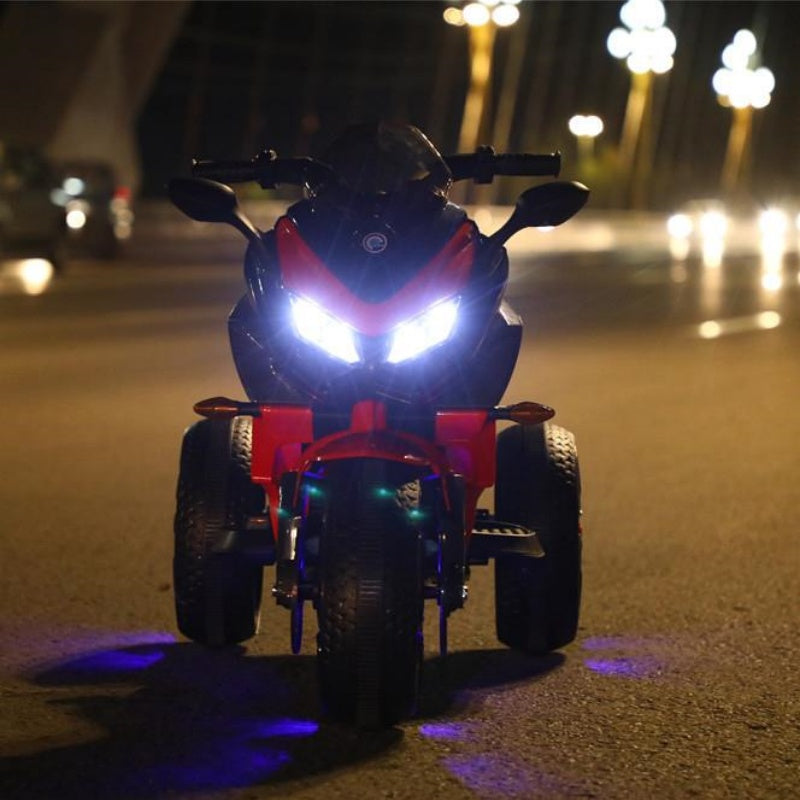 3-Wheel 12V Kids Electric Ride-On Motorcycle with Training Wheels and Headlight, Motorbike with MP3/USB, 43.5'' L x 23.5'' W x 29'' H, Pink