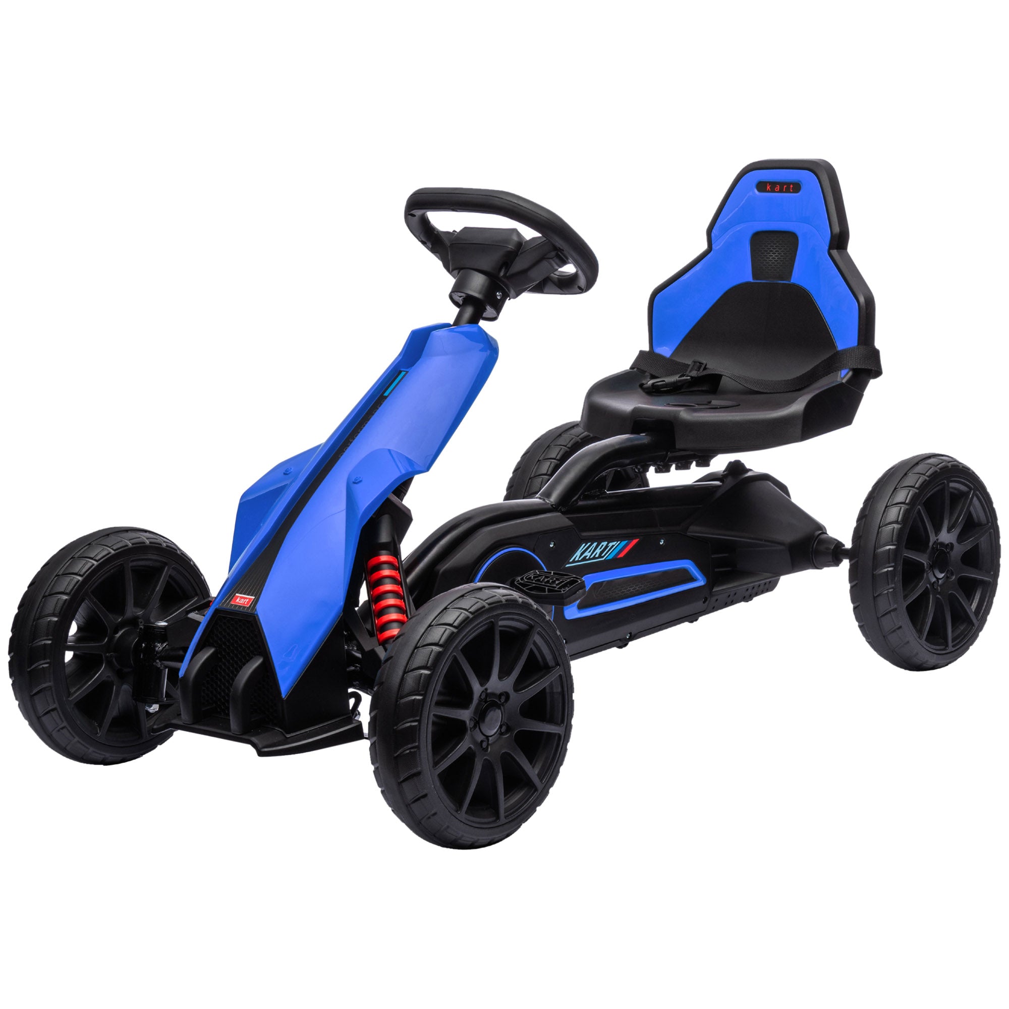 Kids Pedal Go Kart W/ Adjustable Seat, Swing Axle, Blue