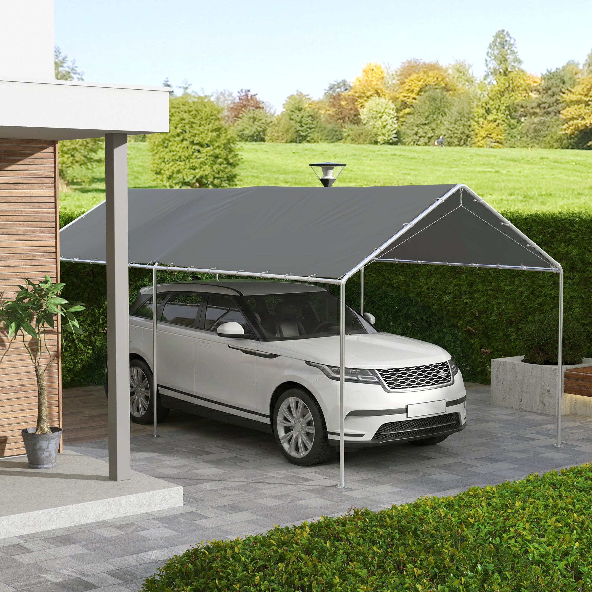 10 x 20ft Carport Roof, UV Resistant Canopy Replacement Cover with Ball Bungee Cords, Dark Gray