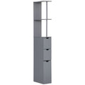 54" Tall Bathroom Storage Cabinet, Freestanding Linen Tower with 2-Tier Shelf and Drawers, Narrow Side Floor Organizer, Grey