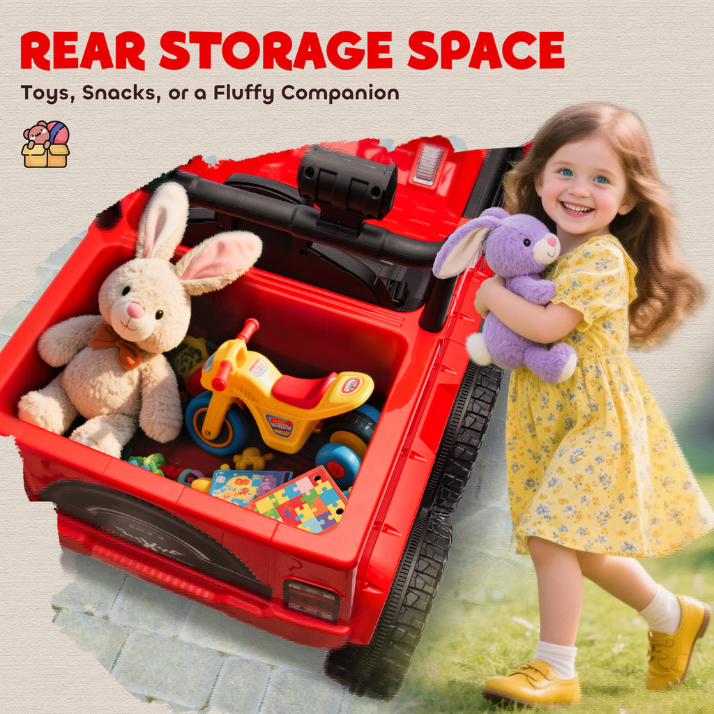 12V 4x4 Kids Electric Car w/ 2WD/4WD Switchable, Remote Control, Spring Suspension System, Back Trailer, Red