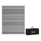 Reversible Outdoor Rug Carpet RV Camping Rugs with Carry Bag, 8' x 10', Gray & Cream White Boho