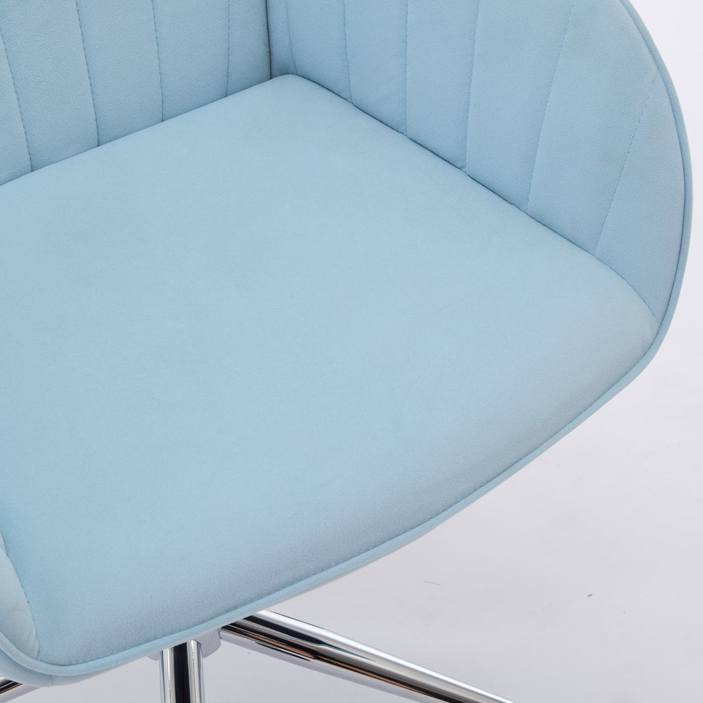 Adjustable Swivel Chair with Memory Foam Cushion and Lumbar Support, Ergonomic Office Chair with Silver Base, 25" L x 23" W x 38" H, Baby Blue