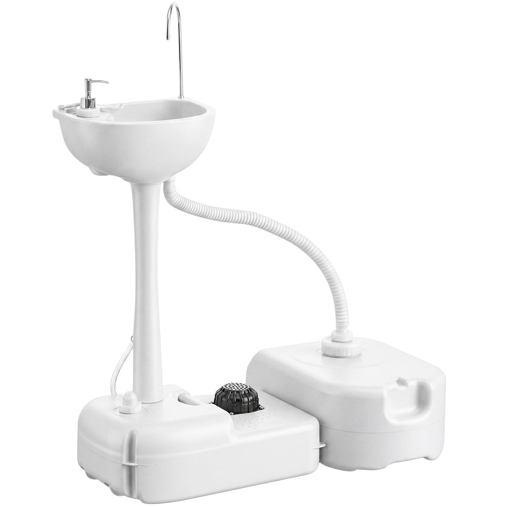 Portable Camping Sink, HDPE Handwashing Station Basin with 4.5 Gal Tank, 6.3 Gal Recovery Tank, Wheels & Soap Dispenser