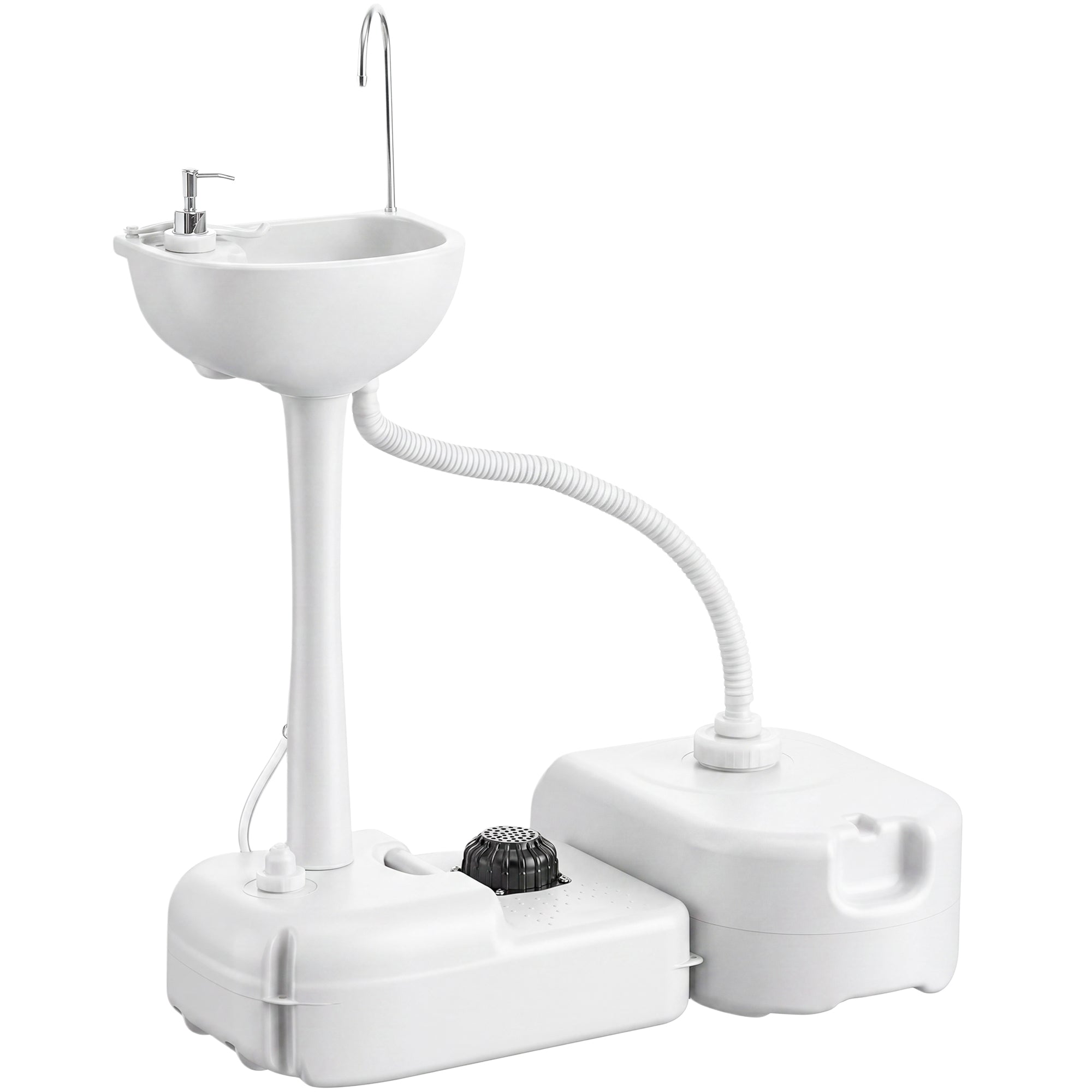 Portable Camping Sink, HDPE Handwashing Station Basin with 4.5 Gal Tank, 6.3 Gal Recovery Tank, Wheels & Soap Dispenser