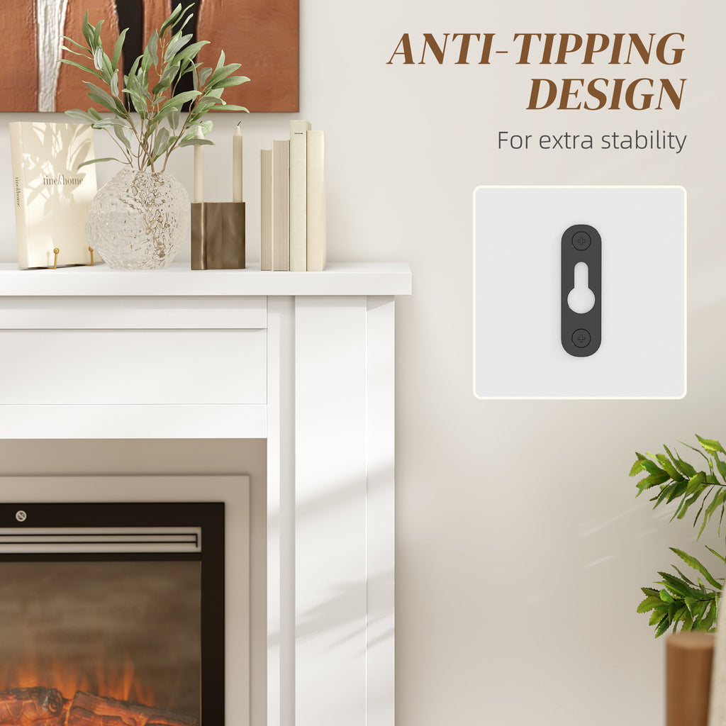 Modern Fireplace Mantel, Freestanding Fireplace Surround with Leg for Electric Fireplaces, 44.7" W x 40" H, White
