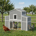 66.5" Large Chicken Coop, Wooden Chicken House with 2 Nesting Boxes, Sliding Tray & Ramp, for Backyard Farm