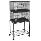 Double Stackable Bird Cage on Wheels w/ Stand, for Canaries