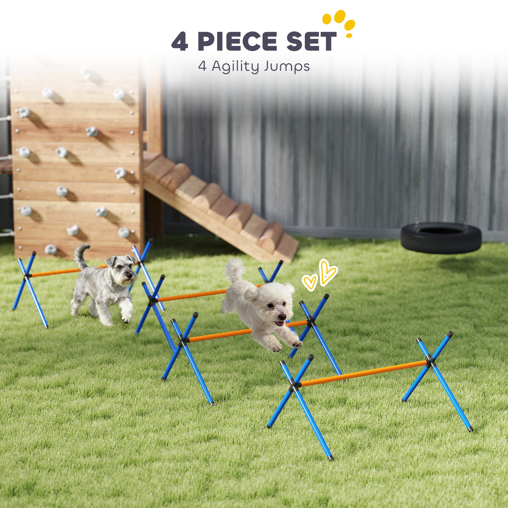 4 Pieces Dog Agility Equipment, Dog Agility Course Backyard Set with Adjustable Height Jump Bars and Carry Bag