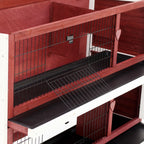54" 2-Story Weatherproof Stackable Elevated Wooden Rabbit Hutch with Enclosed Run and Pull-Out Trays