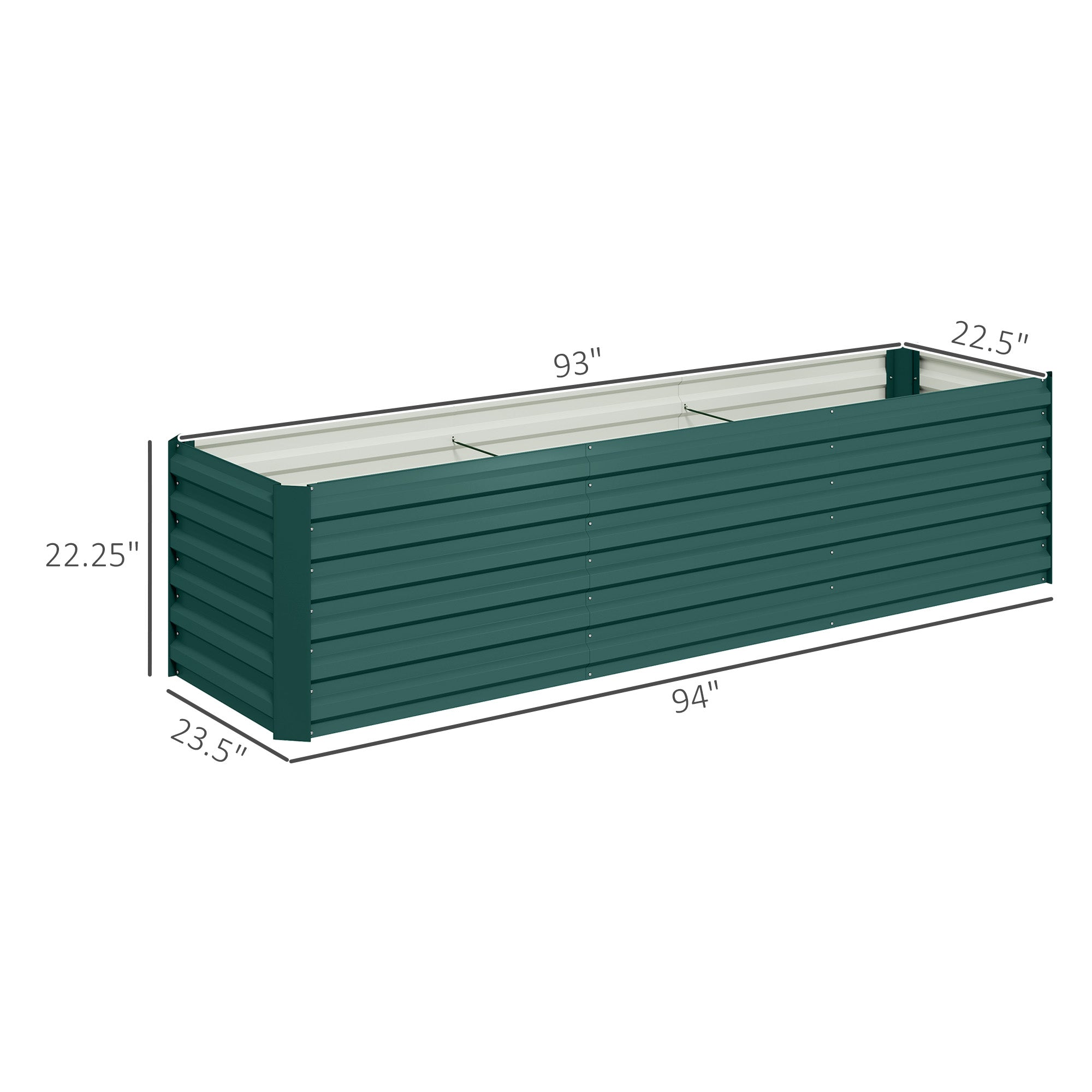 8x2x2ft Galvanized Raised Garden Bed Kit with Safety Edging for Flowers, Herbs and Vegetables, Green