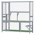 Catio Outdoor Cat Enclosure, 77" H Wooden Cat House with Weatherproof Roof, Platforms and Scratching Post