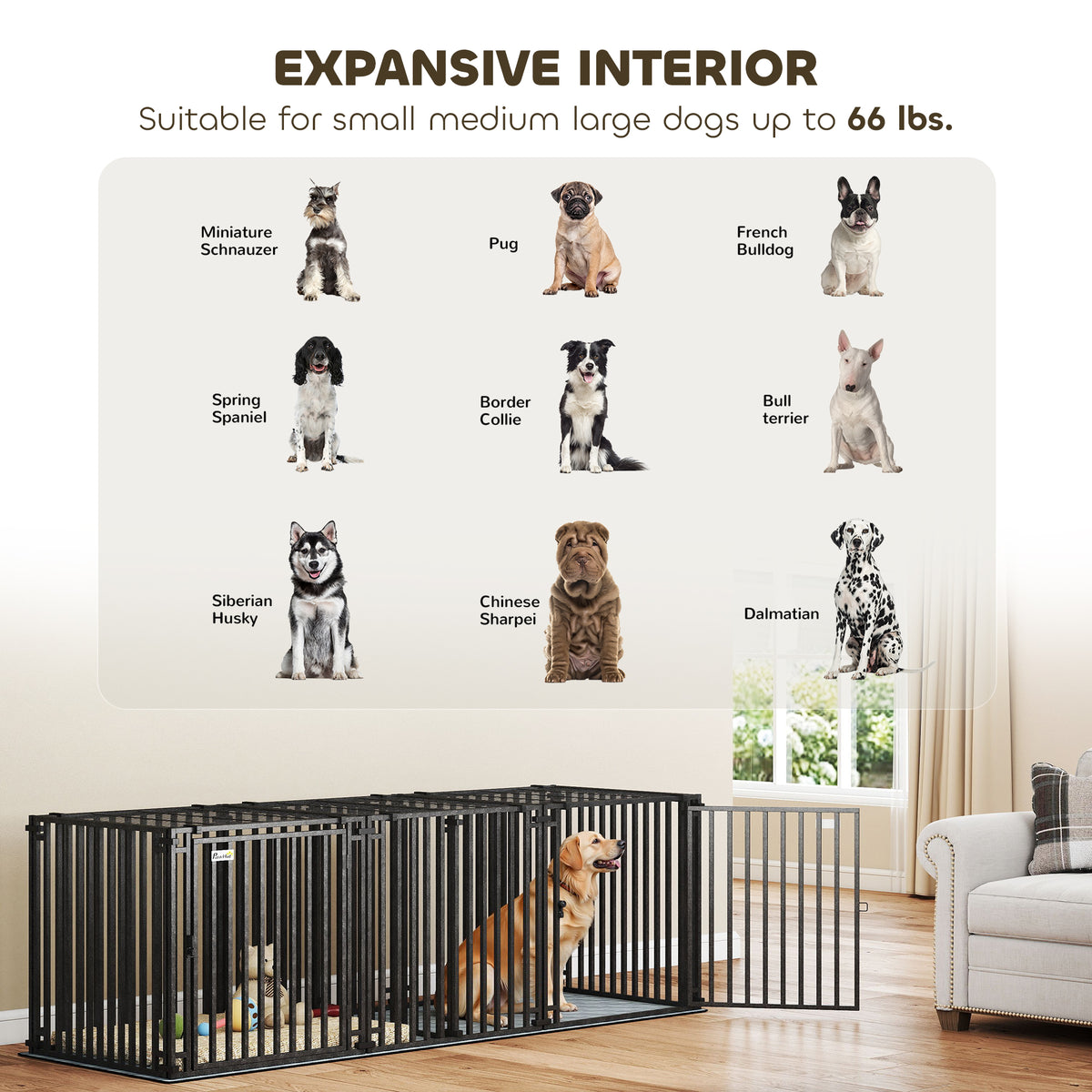 83"L Heavy Duty Dog Crate, Extra Large Dog Kennel with Divider and Mat for Large Breeds, Modular Puppy Playpen