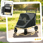 Dog Stroller for Large Dogs Up to 66 LBS with All-Terrain Spring Suspension, 8-Position Adjustable Handle, Gray