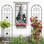 4 Pack Metal Garden Trellis with Butterfly Decoration and Powder Coated Iron, Extendable Design Rustproof Climbing Plant Support, Black