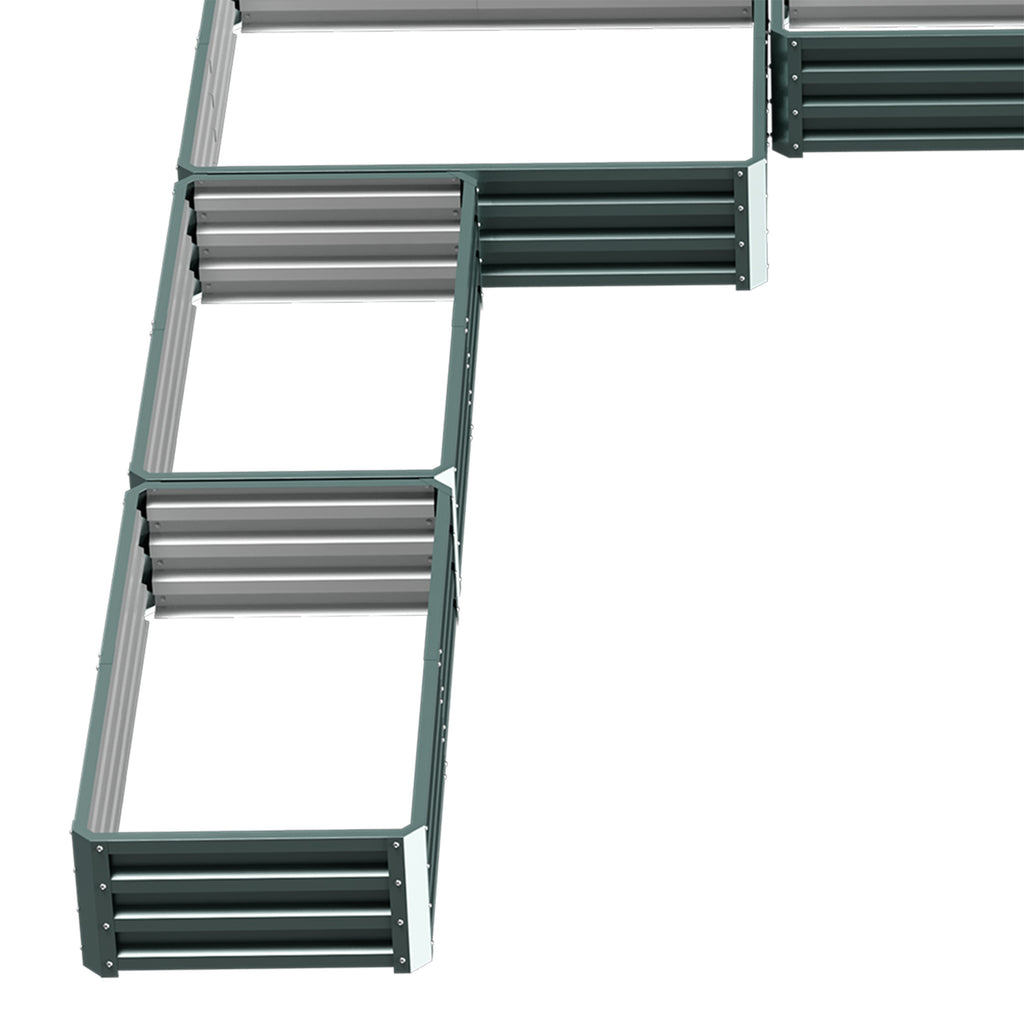 Steel Raised Garden Bed, Set of 5 Large Box Planters for Outdoor Plants Vegetables Flowers Herbs, 8x8x1ft, Green