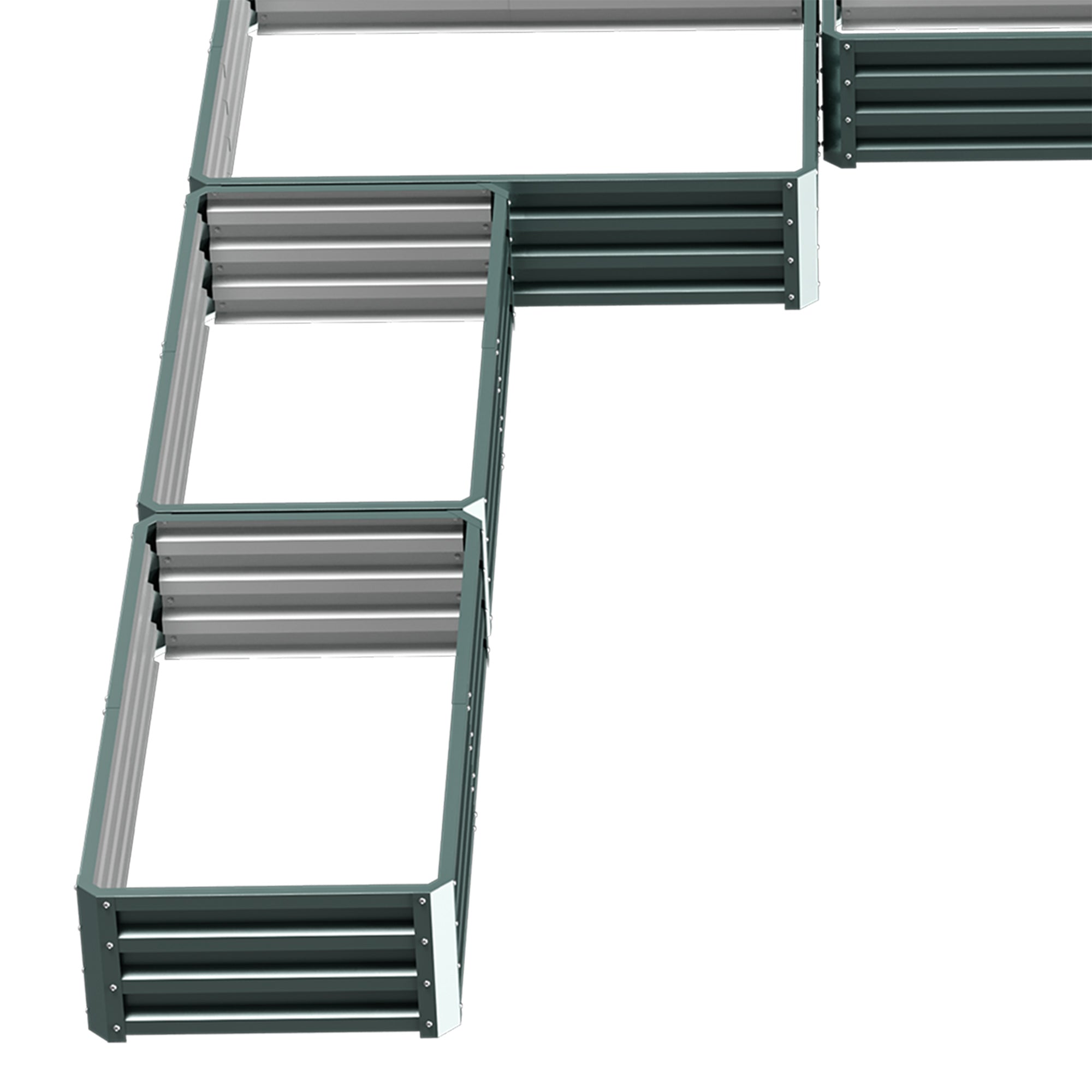 Steel Raised Garden Bed, Set of 5 Large Box Planters for Outdoor Plants Vegetables Flowers Herbs, 8x8x1ft, Green