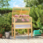 Raised Garden Bed with Mini Greenhouse, Elevated Planter Box with Legs and Bed Liner for Flowers, Vegetables