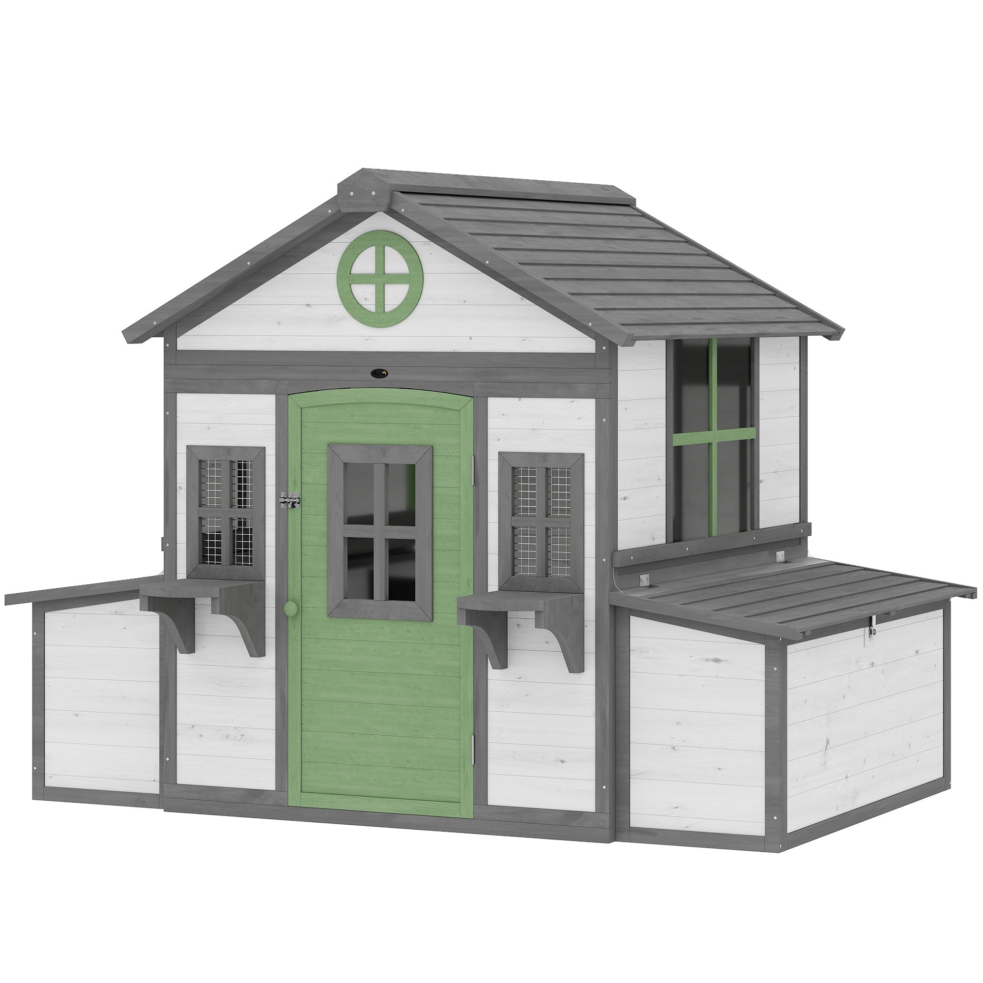 Wooden Chicken Coop, Hen House for 2-4 Hens, Outdoor Playhouse Poultry Cage with Nesting Boxes, Waterproof Roof, Windows