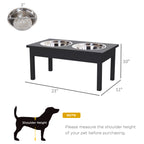 23" Wooden Heavy Duty Dog Food Bowls Pet Elevated Feeding Station -Black