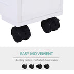 6.25" x 20.5" x 28.25" Wood Rolling Narrow Bathroom Side Storage Cabinet - White