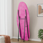 Full-Length Mirror with Flannel-Wrapped Wooden Frame, Irregular Wavy Design, Tempered Glass for Living Room, 63" L x 24" W x 2.5" H, Rose Pink