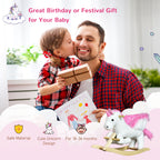 Unicorn Baby Rocking Horse Toy for Kids with Lullaby Song, Plush Ride on Horse with Heavy-Duty Support System, Pretend Play Interactive Toy for Toddlers 18-36 Months
